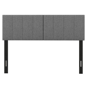 Linen Upholstered Headboard with Solid Wood Legs and Adjustable Width-Dark Gray view 4