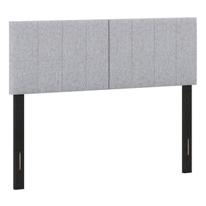 Linen Upholstered Headboard with Solid Wood Legs and Adjustable Width-Gray