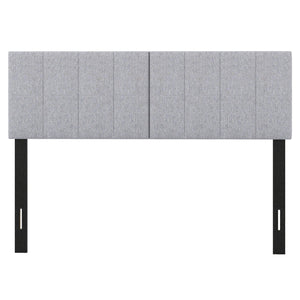 Linen Upholstered Headboard with Solid Wood Legs and Adjustable Width-Gray view 4