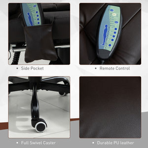 7-Point Vibrating Massage Chair, Reclining Office Chair with Footrest, Reclining Back, Adjustable Height, Brown