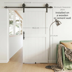 36inx84in Barn Door with 6FT Sliding Door Hardware Kit, Handle, Upgraded Rollers and Floor Guide – view 11