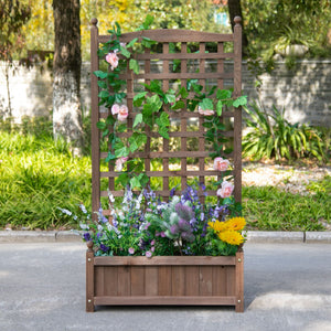 Raised Garden Bed with Trellis, Wood Planter Box for Garden, Free Standing Flower Bed – view 9
