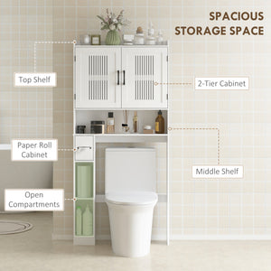 Over the Toilet Storage Cabinet, Bathroom Organizer with Adjustable Shelf, Toilet Paper Holder for Bathroom, Laundry