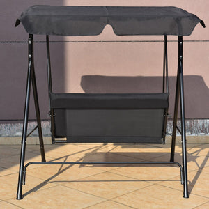 Loveseat Cushioned Patio Steel Frame Swing Glider -Black view 5