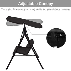 Loveseat Cushioned Patio Steel Frame Swing Glider -Black view 7