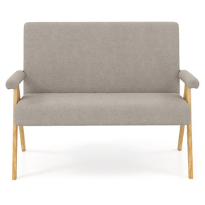 Loveseat Sofa with Armrests and Wooden Legs-Gray view 4