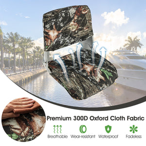 Low Back Folding Padded Boat Seat with 4 Bolts for Outdoor Adventures-Camouflage view 6