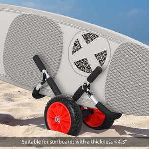 Stand-Up Paddleboard Dolly, Aluminum Surfboard Trolley, Foldable Rolling Cart for SUPs Boat Canoe Carrier Float Mat, Jon Boat Easy Transport Cart
