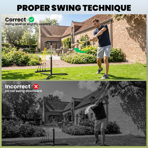 Soozier Baseball Hitting Trainer with 4 Power Bands, 32.7"-43.3" Adjustable Batting Practice Equipment with Stakes, Carry Bag