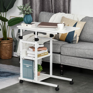 Mobile Standing Desk, Adjustable Height 31.5 inch Stand Up Desk with Wheels for Home Office, White
