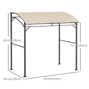 7' x 5' BBQ Grill Gazebo Tent, Garden Grill Canopy with Steel Frame and Hooks, Outdoor Sun Shade, Grey – view 16