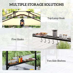 8' x 7.6' Grill Gazebo, Double Tiered Barbecue Grill Gazebo Shelter w/ Side Awning, 2 Side Shelves – view 5