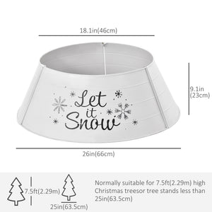 Metal Christmas Tree Collar, 26 Inch Round Christmas Tree Ring for Home Holiday Decoration, White