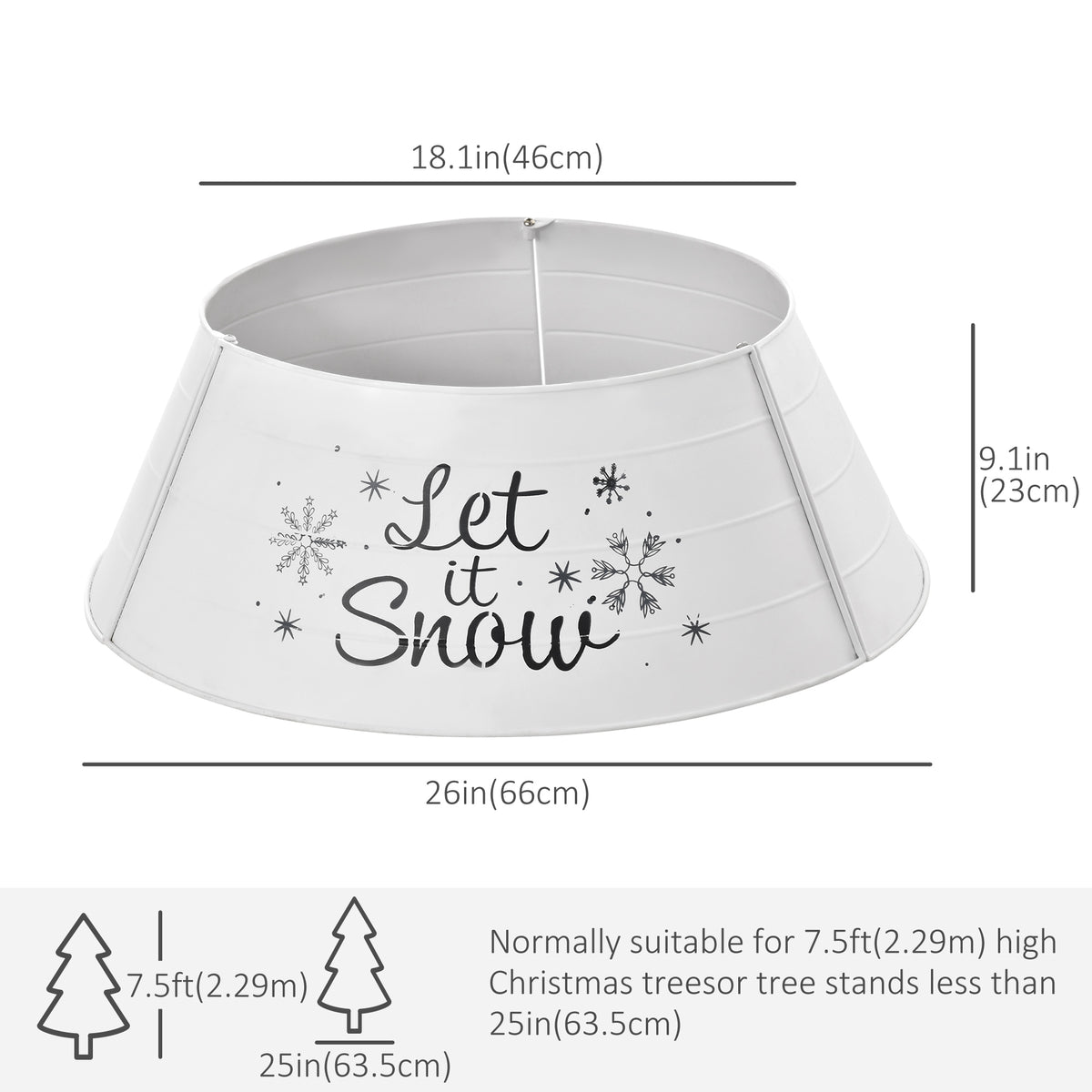 Metal Christmas Tree Collar, 26 Inch Round Christmas Tree Ring for Home Holiday Decoration, White