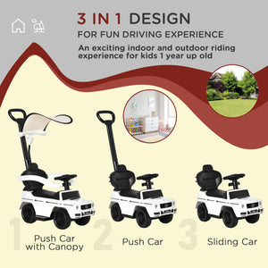 Aosom Mercedes-Benz G350 Licensed Push Car, 3-in-1 Toddler Sliding Car with Horn, Steering, Foot Rest, Seat Storage