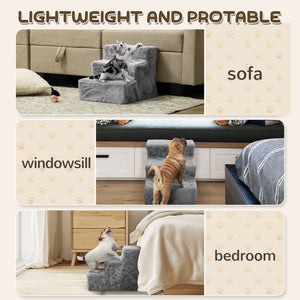 4-Step Dog Ramp for Sofa, Bed, and Couch, with Removable Cover, Light Grey – view 34