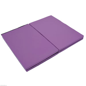 Soozier Tumbling Mats 4ftx10ftx2inch PU Leather Gymnastics Gym Mat Arts Folding Yoga Exercise Mat Pad 4 Panel Purple
