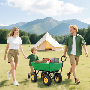 Garden Dump Cart Heavy Duty 440lbs Wagon with Steel Frame and 10'' Pneumatic Tires, Green – view 7