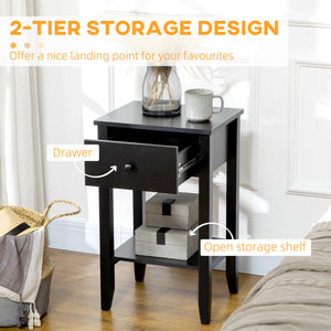 Side Table Set of 2, End Tables with Drawer and Bottom Shelf, 2-tier Nightstand for Bedroom, Living Room – view 3