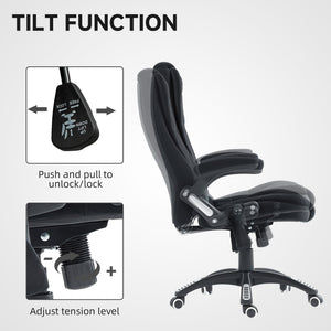 6 Point Vibrating Massage Office Chair High Back Executive Chair with Reclining Back, Swivel Wheels, Black