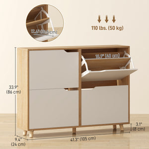 Narrow Shoe Cabinet, Shoe Storage Cabinet with 4 Flip Drawers and Adjustable Shelves for 16 Pairs of Shoes – view 9