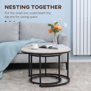 Nesting Tables, 29" Round Coffee Table Set of 2, Modern Side Tables for Living Room with Metal Base – view 10