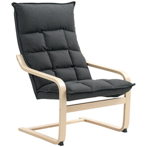 Modern Armchair, Upholstered Accent Chair with Curved Leg and Arm, Leisure Lounge Chair for Living Room
