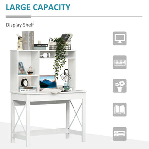 Computer Desk with Hutch, Home Office Table with Storage Shelves and Open Compartments for Writing, Work – view 24