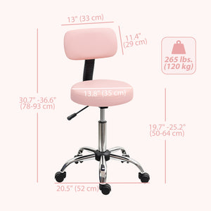 Adjustable Rolling Stool with Removable Backrest, Faux Leather Swivel Stool Chair for Salon Spa, Bar – view 9