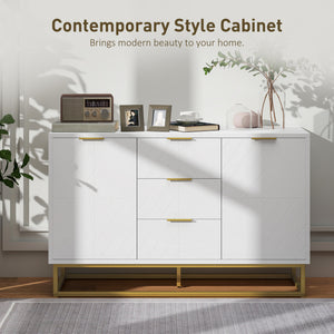 47" Storage Cabinet with Doors, Adjustable Shelves, 3 Drawers, Metal Legs for Kitchen Storage, Home Use – view 3