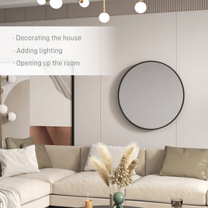 36" Round Mirror, Bathroom Wall Mirror with Metal Frame, Decorative Vanity Mirror for Living Room, Bedroom – view 3
