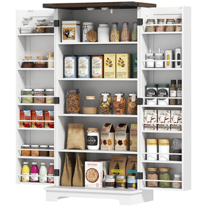 47" Kitchen Pantry Storage Cabinet, Farmhouse Kitchen Pantry Cabinet with Adjustable Shelves and Door