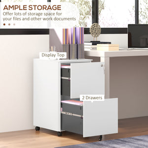 Vertical Steel Filing Cabinet on Wheels, 2-Drawer Lockable File Cabinet with Adjustable Hanging Bar for A4 – view 10