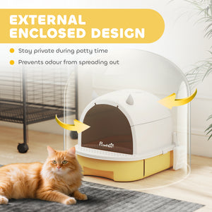 Cat Litter Box with Lid, Front Door Flap, Scoop, Handle, Easy Clean, for Small and Medium Cats, Green – view 17