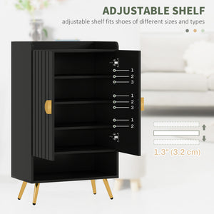 Entryway Shoe Storage Cabinet, Narrow Shoe Cabinet with Adjustable Shelves and Open Shelf for 15 Pairs of – view 25