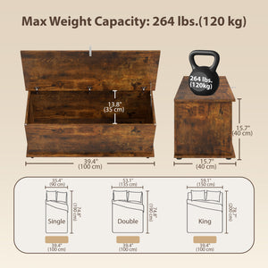 39.5" Storage Chest with 2 Safety Hinges, Storage Box Organizer with Flip-Top Lid, Entryway Storage Bench – view 9