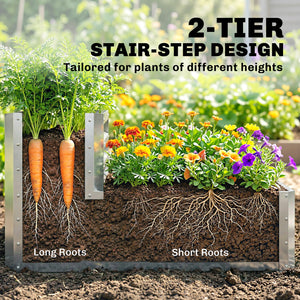 2 Tier Raised Garden Bed, 47" x 40" x 23" Galvanized Steel Planter Box for Vegetables, Flowers, and Herbs – view 17