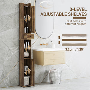 Narrow Bathroom Cabinet, Tall Bathroom Storage Cabinet with Barn Doors, Drawer and Adjustable Shelves – view 4