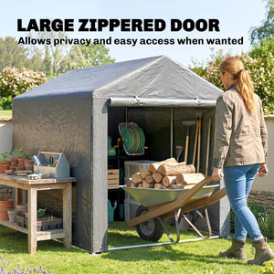Portable Bicycle Shed with Galvanised Steel Frame and Large Door, Waterproof Outdoor Shed for Garden Tools – view 19