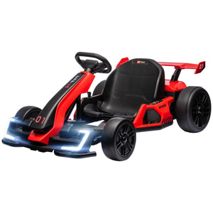 Aosom 24V Electric Go Kart, Battery Powered Kids Drift Kart with Adjustable Seat, Seat Belt, Horn, Music, Light