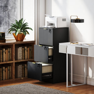 Lockable Filing Cabinet with 2 Fluted Drawers, File Cabinet with Adjustable Hanging Rails for A4 Letter – view 21