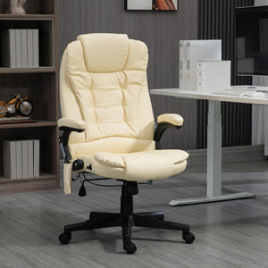 Office Chair Heated Ergonomic Massage Swivel Vibrating High Back Faux Leather Executive Chair Office (Brown)