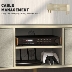 Modern TV Stand Cabinet with Foldable Drawers and Shelves for Living Room, Bedroom, White