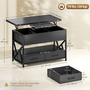 Modern Coffee Table, Lift Top Center Table with Fabric Drawers and Hidden Storage for Living Room – view 2