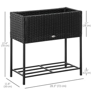 Rattan Raised Garden Boxes, Elevated Flower Beds with Storage Shelf for Herbs, Flowers, Vegetables, Brown – view 9