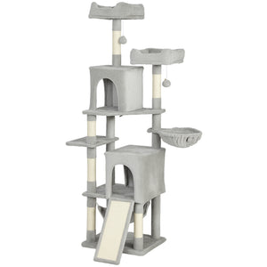 Cat Tree, 70" Multi-Level Cat Tower with 2 Condos, 2 Perches, Hammock, Toy Balls – view 15
