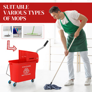 Compact Mop Bucket with Wringer, Mop Bucket on Wheels, 5 Gallon, Separate Dirty and Clean Water, Yellow – view 27
