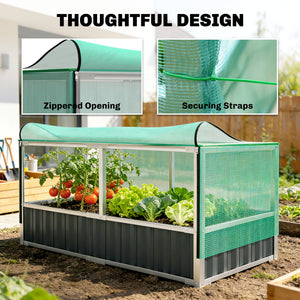 Raised Garden Bed, 5.7 x 3 x 2.3ft Steel Planter Box Outdoor with Cover, Gloves, Dark Grey – view 5