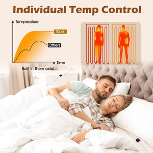 Machine Washable Electric Bed Warmer with Dual Controller 9 Heat Setting and 9-Hour Auto Off and Overheat Protection-Queen Size view 7