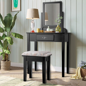 Vanity Dressing Table Stool Set with Large Makeup Mirror view 2